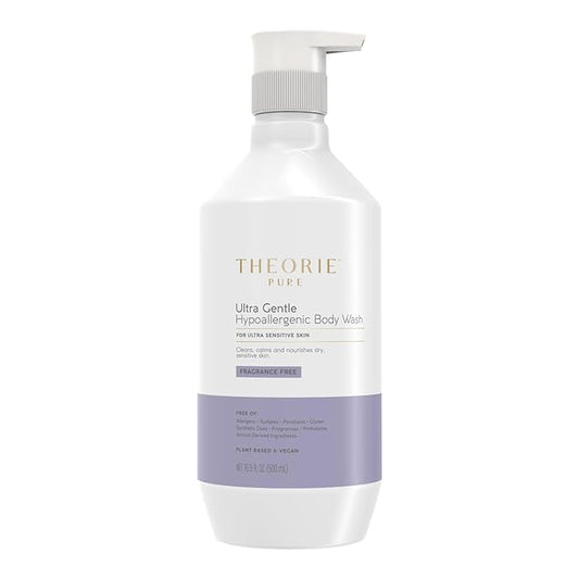 Theorie Hypoallergenic Body Wash - Made With Aloe Vera, Argan Oil, Sesame Oil & Marula Oil - Fragrance-Free - Suited for All Skin Types - Pump Bottle 500mL