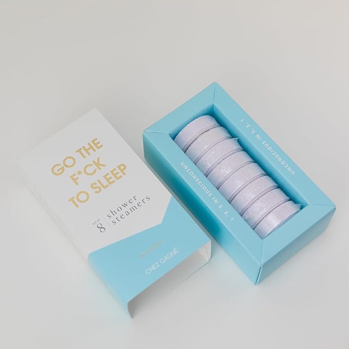 Aromatherapy Shower Steamers Set of 8 - Spa Self Care Gift - Vegan, Cruelty Free - Paraben, Sulfate & Phthalate Free - Bath Bomb Alternative, Gift Set (Go The F*ck to Sleep - Lavendar)