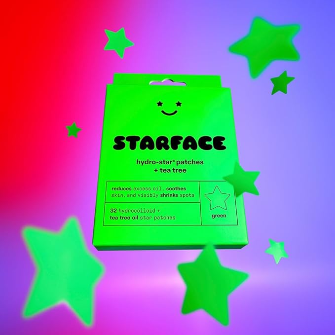 Starface Hydro-Star + Tea Tree, Hydrocolloid Patches with Plant-Based Tea Tree Oil, Helps Naturally Reduce Oil and Unclog Pores, Vegan and Cruelty-Free Skincare (32 Count)