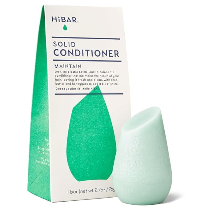HIBAR Conditioner Bar, All Natural Hair Care, Plastic Free, Made with Eco Friendly Ingredients, Travel Size, Color Safe, Solid Sustainable Bars, Zero Waste (Maintain)