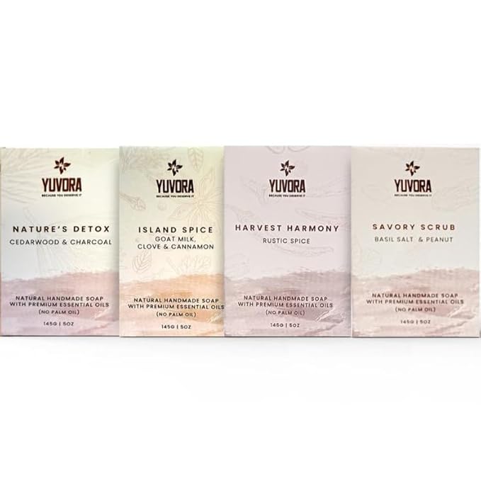 Handmade Women’s Body Soaps 5 OZ Pack of 4 – Long-Lasting Natural Bar Soap – Luxurious Aromatherapy Scents – Moisturizing Herbal Skincare – Gift Set – The Pure Balance