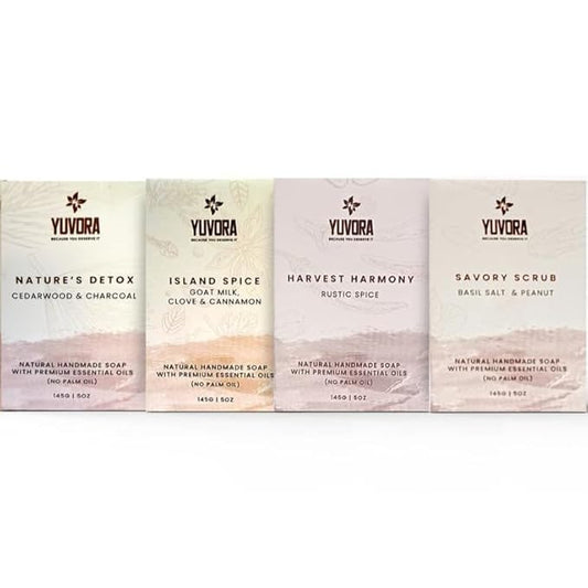 Handmade Women’s Body Soaps 5 OZ Pack of 4 – Long-Lasting Natural Bar Soap – Luxurious Aromatherapy Scents – Moisturizing Herbal Skincare – Gift Set – The Pure Balance