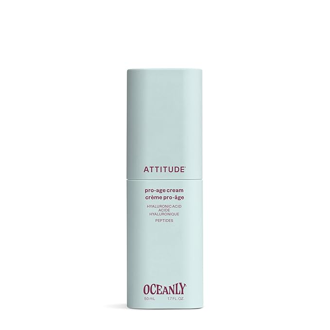 ATTITUDE Anti Aging Face Cream, With Hyaluronic Acid, Peptides & Ceramides, For Wrinkles & Fine Lines, Fragrance Free Skincare, Dermatologically Tested, For Women & Men, EWG Verified, Vegan, 1.7 Fl Oz
