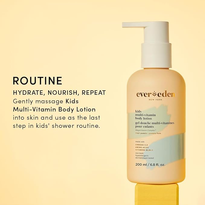 Evereden Kids Travel Essentials Set: Clean & Vegan 5-Piece Skin Care Travel Set for Kids | Body Wash, Lotion, Face Wash, Cream, 2-in-1 Shampoo & Conditioner | TSA-approved | Travel Size Toiletries