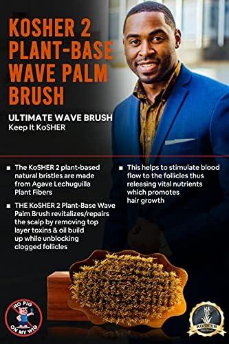 100% Vegan Plant Based Bristle 360 Wave Brush, Hand Crafted with Ash Hardwood Detangler Hair Brush for Men and Women All Hair Textures Creates Layer Hair Waves