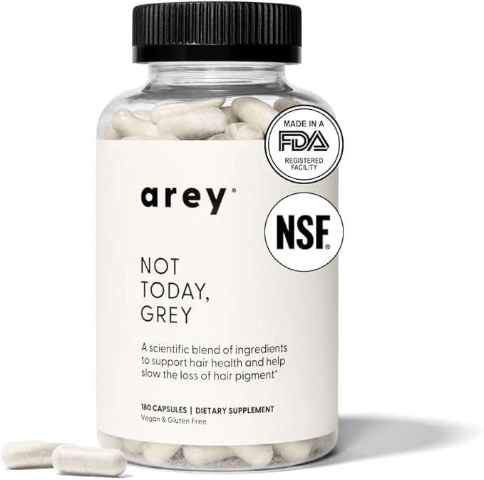 Arey Not Today, Grey Daily Hair Supplement for Women & Men | Slows Grey Hair Growth in 3–6 Months | Support for Thicker, Healthier Hair | Biotin, B + D Vitamins | Vegan & Gluten-Free (3 Months)