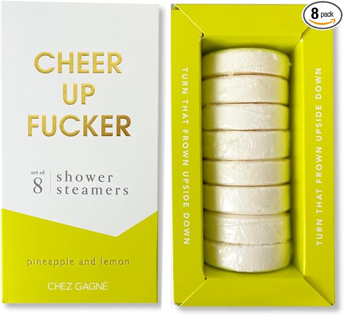 Aromatherapy Shower Steamers Set of 8 - Spa Self Care Gift - Vegan, Cruelty Free - Paraben, Sulfate & Phthalate Free - Bath Bomb Alternative, Gift Set (Cheer Up Fucker - Pineapple Lemon)