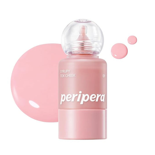 PERIPERA SYRUPY TOK CHEEK 15 Colors, Liquid Blush, Dewy Finish and Hydrates All day, Soft Velvet Texture Face Cheek Tint (09 PALE PEACH)