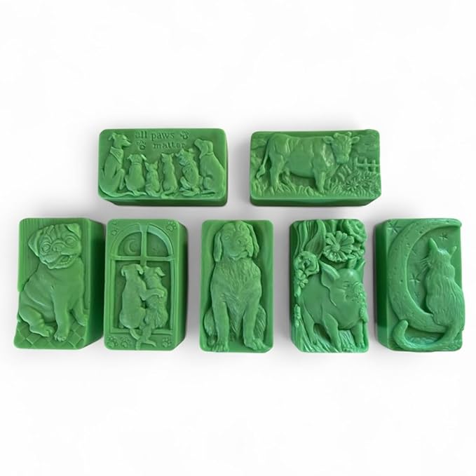 Yezaki Handmade Soap Gift Set 7-Piece Green Soap Natural Soap Bar Handmade Organic Soap Bar Set for Gift Homemade soap Botanical Vegan Non Toxic Made in USA