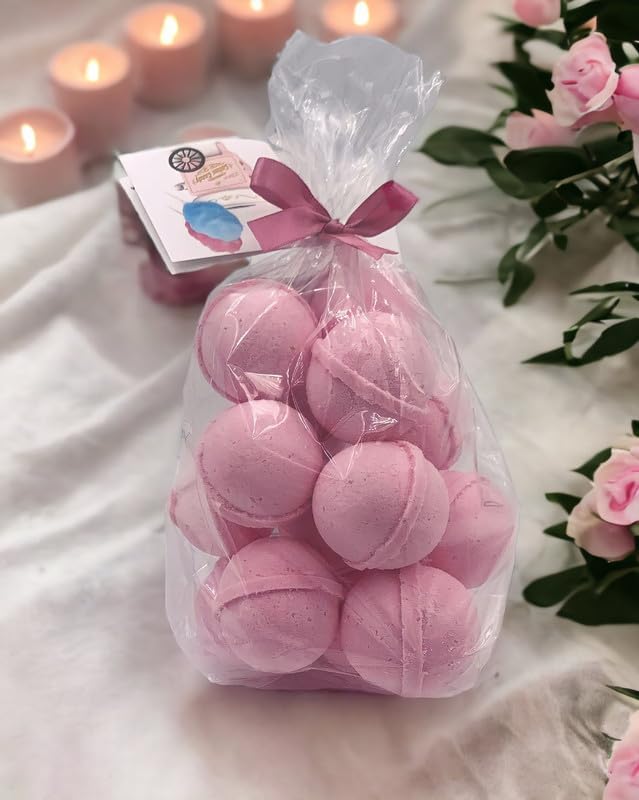 Bath Bombs 14 Set 1 oz/ea, Natural & Organic USA Handmade | Infused Essential Oils | Skin-Nourishing, Shea & Coco Butter | Perfect Spa Gift | Vegan & Cruelty-Free, Skin Friendly - Cotton Candy