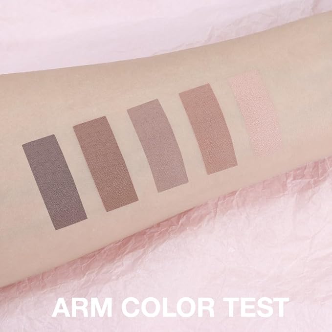 Matte Neutral Cool Brown Eyeshadow Palette,5-Color Matte Taupe Beige Clay Mocha Charcoal Shades,Blendable Long-Lasting Cool-Tone Nude Smokey Eye Shadow Palette for Daily Natural & Mature Eyes