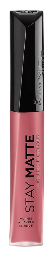 Rimmel London Stay Matte Liquid Lip Color with Full Coverage Kiss-Proof Waterproof Matte Lipstick Formula that Lasts 12 Hours - 200 Pink Blink, .21oz