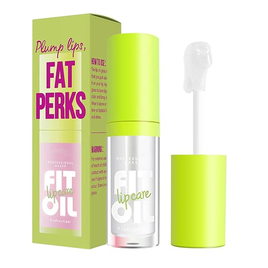 8 Colors Big Brush Head Lip Oil, Smooth Glossy Lip Glow Oil, Ultra-Hydrating & Nourishing, Long Lasting Fresh Transparent Tinted Plumping Lip Oil, Non-Sticky Formula (#01)
