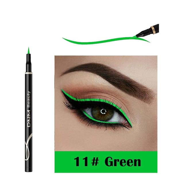 DNM Cat Eye Makeup Waterproof Neon Colorful Liquid Eyeliner Pen Make Up Comestics Long-lasting Black Eye Liner Pencil Makeup Tools (green)