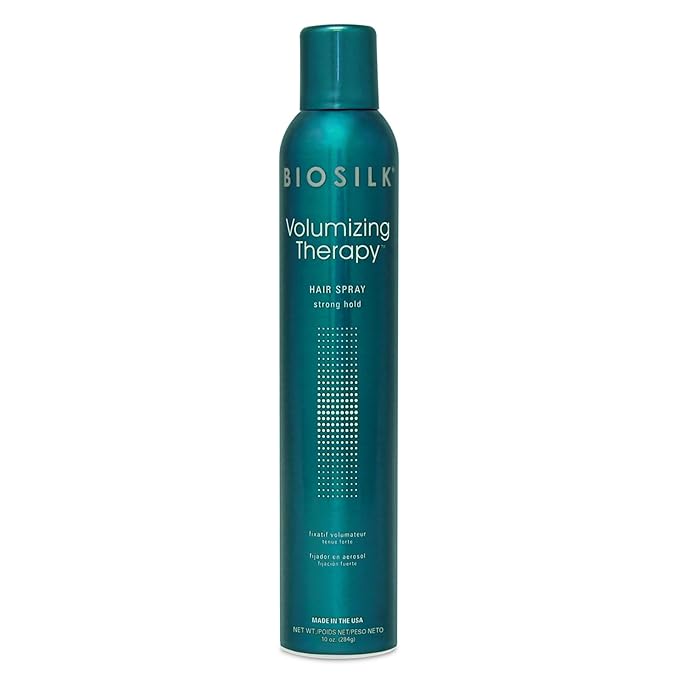 BioSilk Volumizing Therapy Strong Hold Hair Spray, Adds Volume, Strength & Shine, Long-Lasting Style, Silk & Rice Proteins, Sulfate-Free, Paraben-Free, Cruelty-Free, 10 Oz