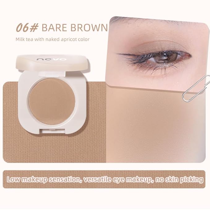 BestLand Ultra-Fine Pressed Pigment Single Eyeshadow – Lightweight, Highly Blendable Formula Smoky Taupe Eye Shadow, 12 Rich Matte/Shimmer Shades for Older Women Makeup (#06 Milk Tea)