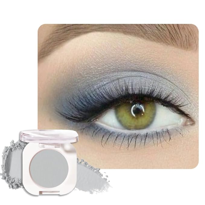 Dusty Grey Single Matte Eyeshadow Makeup, Neutral Powde Eye Shadow for Older Women, Smoky Gray Grey Matte Singles Eyeshadow Palette Pigmented Waterproof,Girls Monochrome Eyeshadows Gift 28