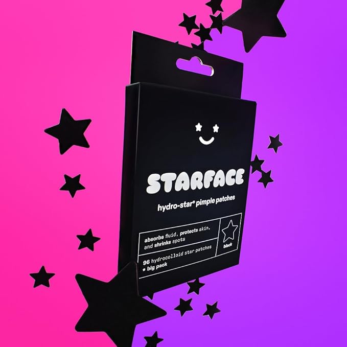 Starface Black Star BIG PACK, Hydrocolloid Pimple Patches, Absorb Fluid and Reduce Redness, Cute Star Shape, Cruelty-Free Skincare (96 Count) (Pack of 2)