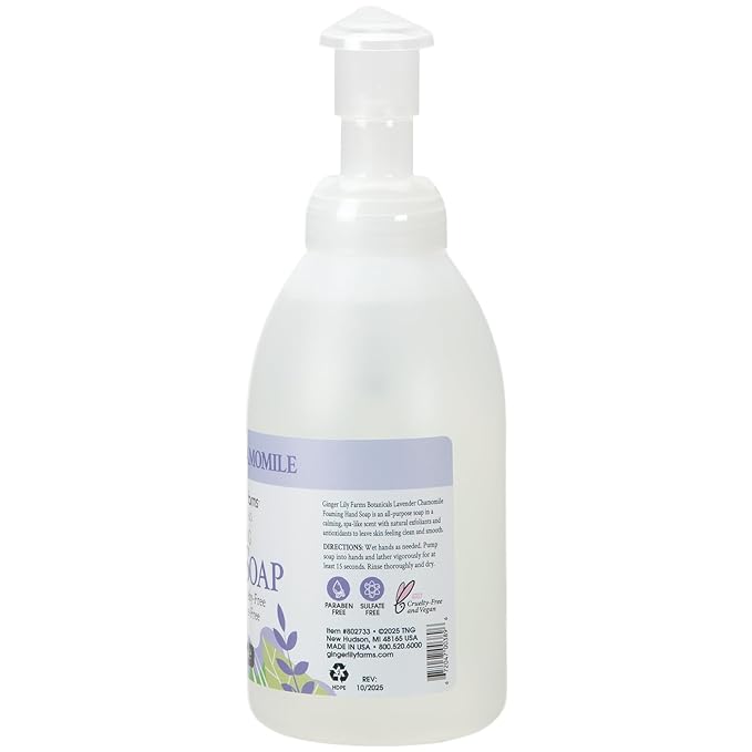 Ginger Lily Farms Botanicals All-Purpose Foaming Hand Soap Refill, 100% Vegan & Cruelty-Free, Lavender Chamomile Scent, 20 Fl Oz (Pack of 1)