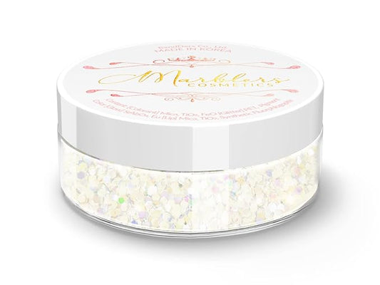 MARBLERS Mermaid Shaped Face & Body Glitter [White] 0.18oz (5g) | Chunky | Chopped | Flake | Non-Toxic | Vegan | Cruelty-Free | Festival, Rave & Party Makeup | Eye, Hair, Nail Polish, Eyeshadow