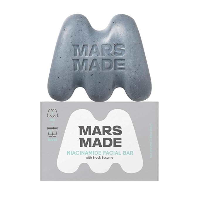 Niacinamide Facial Bar with Black Sesame - Nourishing & Moisturizing Face Wash Soap Bar for All Skin Types - Vegan & Travel-Friendly Korean Skincare (95g, 3.35 oz)
