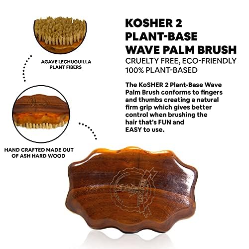 100% Vegan Plant Based Bristle 360 Wave Brush, Hand Crafted with Ash Hardwood Detangler Hair Brush for Men and Women All Hair Textures Creates Layer Hair Waves