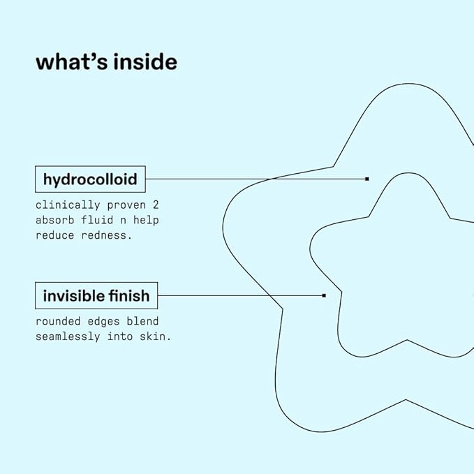 Starface Hydro-Star Clear Big Pack, Invisible Hydrocolloid Pimple Patches, Two Sizes and Star Shape, Absorb Fluid and Reduce Redness (96 Count) (Pack of 2)