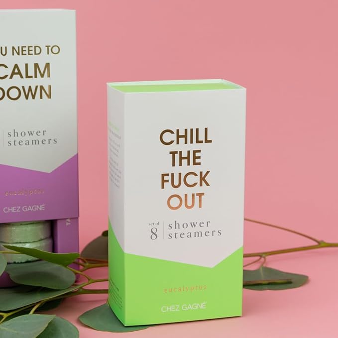 Aromatherapy Shower Steamers Set of 8 - Spa Self Care Gift - Vegan, Cruelty Free - Paraben, Sulfate & Phthalate Free - Bath Bomb Alternative, Gift Set (Chill The Fuck Out - Euclalyptus)