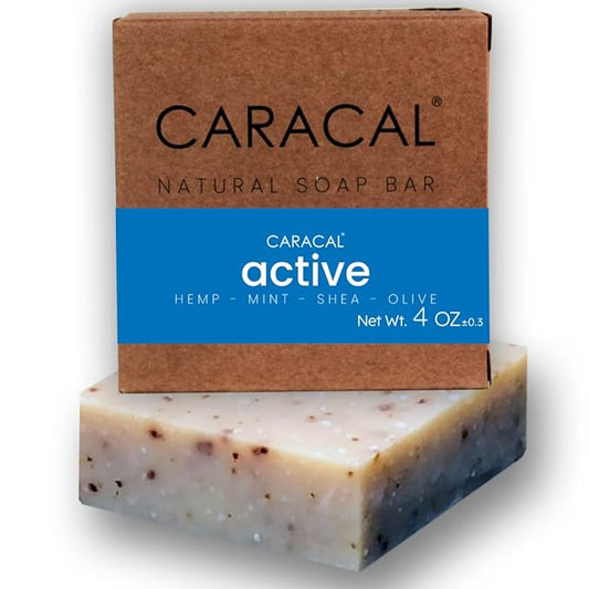 CARACAL Active Camphor Menthol Blast Cooling Soap Bar with Hemp Oil - All Natural Mint Leaves, Olive, Coconut, Castor Oils & Shea Butter