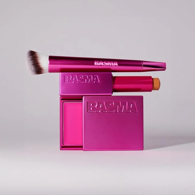 BASMA Beauty Complexion Foundation Makeup Brush, Dense Round Ultra-Soft Vegan Taklon Bristles for Cream, & Liquid, Seamless Blending for Bronzer, Contour, Concealer & Blush, Cruelty-Free
