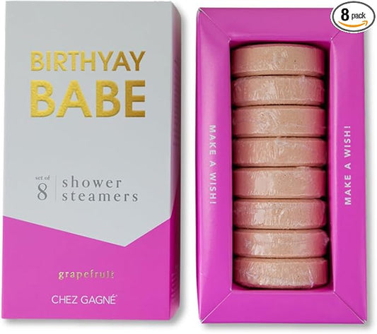 Aromatherapy Shower Steamers - Birthyay Babe - Grapefruit, Set of 8 - Vegan, Cruelty-Free, Made in USA - Paraben, Sulfate & Phthalate-Free - Birthday Gift for Her, Girlfriend Birthday Gift
