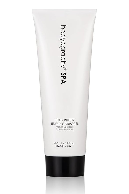 Bodyography Spa Body Butter 8 ounces | Vanilla Bourbon Fragrance | Luxurious Whipped Vegan Moisturizer with Ceramides, Algae Extract & Shea Butter | Firming Hydration for Dry Skin