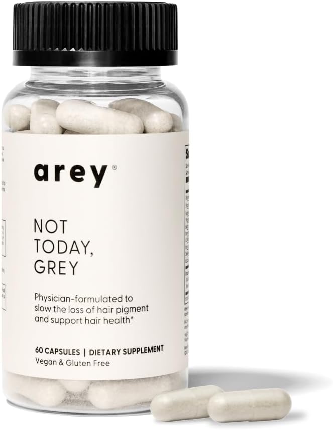 Arey Not Today, Grey Daily Hair Supplement for Women & Men | Slows Grey Hair Growth in 3–6 Months | Support for Thicker, Healthier Hair | Biotin, B + D Vitamins | Vegan & Gluten-Free (1 Month)