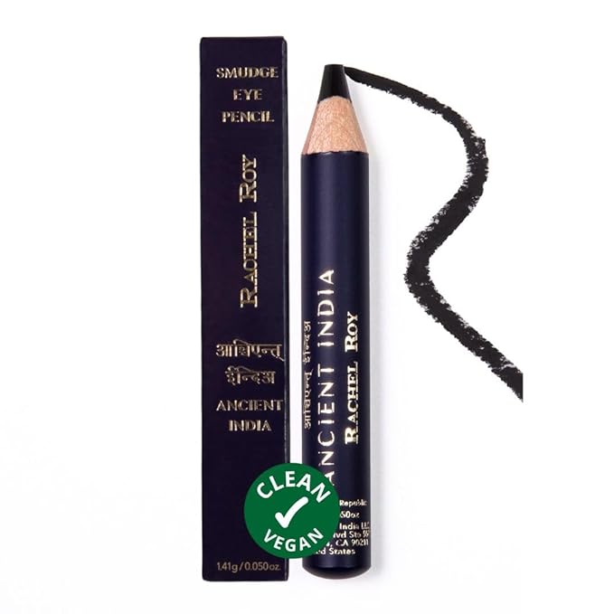 Clean Smudge Eyeliner - Vegan Eye Pencil for Smokey Eye Looks - Rich Pigmented Velvet Formula with Anti-Oxidants - Traditional Indian Beauty Essential for Daily Wear - Black