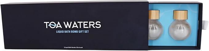TOA Waters Liquid Bath Bomb Gift Set – 5 Pack Vegan Organic Bath Bombs, Hydrating Sulfate-Free Formula with Bold Scents – Clean Self-Care Gift for Women & Men, Made in USA