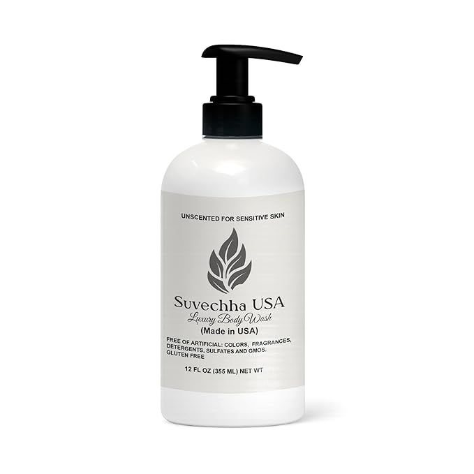 Vegan Body Wash with non toxic, Organic Ingredients | Made in USA |Great for Delicate Skin | Paraben free, gluten free, sulfate free| Moisturizing with organic Aloe & Shea Butter (Unscented)