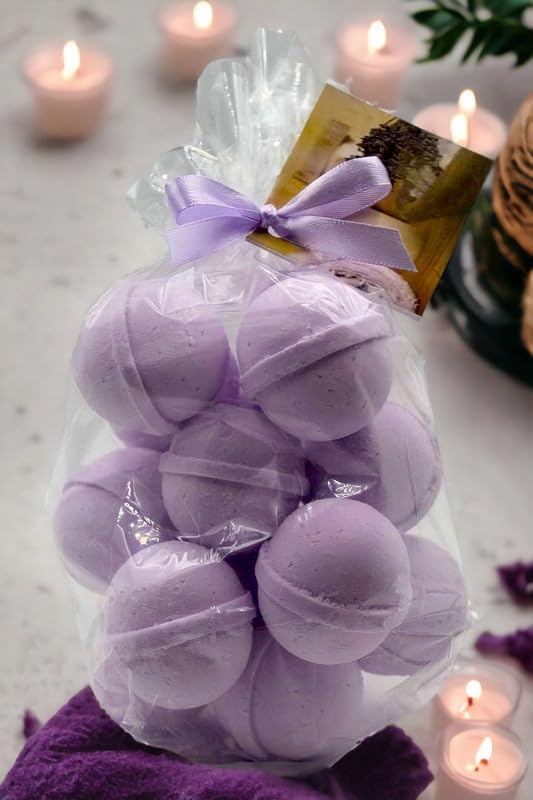Bath Bombs 14 Set 1 oz/ea, Natural and Organic, USA Handmade | Aromatic Bath Fizzies | Nourishing, Shea & Coco Butter | Gift Idea | Vegan & Cruelty-Free, Soothing & Calming - BlackBerry Sage