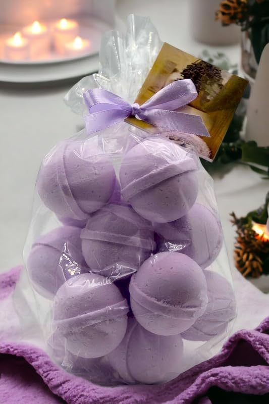 Bath Bombs 14 Set 1 oz/ea, Natural & Organic USA Handmade | Infused Essential Oils | Skin-Nourishing, Shea & Coco Butter | Relaxing Aromatherapy | Cruelty-Free, Skin Friendly - Lavender Chamomile