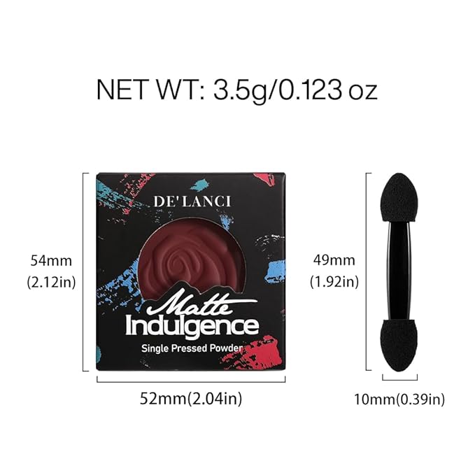 DE'LANCI Dark Red Eyeshadow Matte, Single Crimson Red Eyeshadow Palette + Applicator, Intense Blendable Burgunry Shade Red Eye Makeup, for Halloween Bruise Makeup Vampire Zombie Goth SFX Body Paint 07