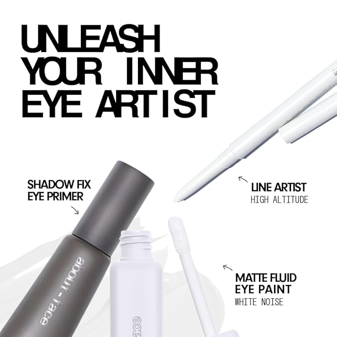 about-face Line Artist Longwear Gel Eyeliner High Altitude – High-Definition, Smudge-Proof, Waterproof, Matte Finish – Built-In Sharpener – Vegan, Cruelty-Free, Clean Beauty – 0.012 oz (Matte White)
