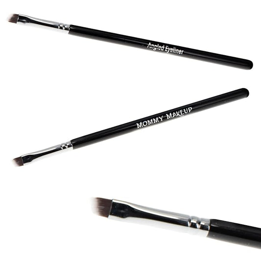 Angled Eyeliner Brush (1 Pc) Soft Premium Synthetic Vegan Bristles, Ultra Thin Slanted Fine Eye Liner Brush for Makeup Artist-Quality Results, Cruelty-Free by Mommy Makeup
