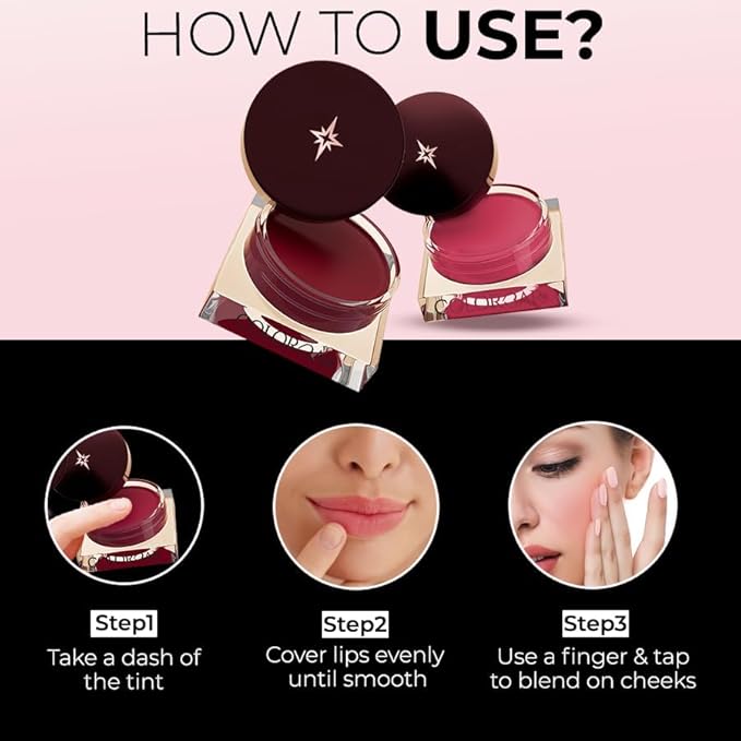 Colorbar Sinful Lip N Cheek Mousse Tint - Powder Matte Blush for Cheeks and Tinted Lip Balm - 2 in 1 Weightless Formula - 003 Coco Berry - 0.14 oz (Pack of 2)