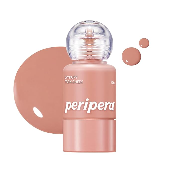 PERIPERA SYRUPY TOK CHEEK 15 Colors, Liquid Blush, Dewy Finish and Hydrates All day, Soft Velvet Texture Face Cheek Tint (06 NUTTY MILKTEA)