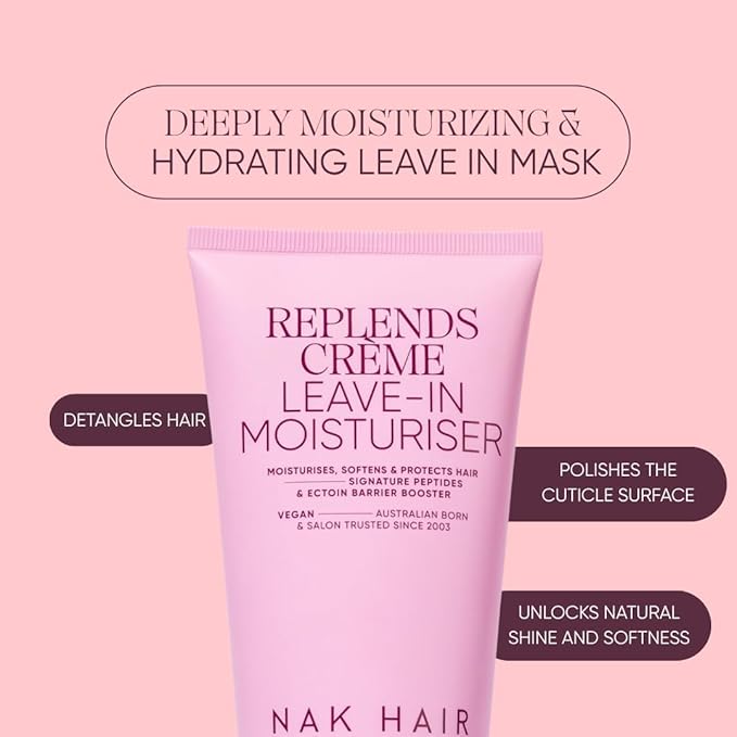 NAK Signature Replends Creme 150ml - Leave-In Hair Moisturizer Cream - Detangles, Protects & Repairs Dry & Damaged Hair with Peptides, Aloe Vera & Baobab - Vegan & Cruelty-Free