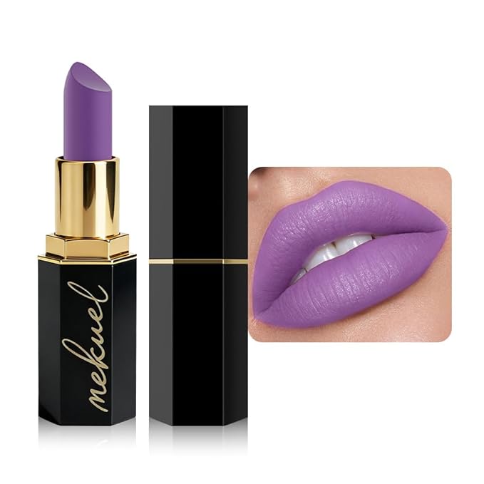 Violet Velvety Matte Lipstick for Women, Creamy Lipstick Long Lasting Waterproof, Women Gift Lipsticks, Longwear Lip Stick Makeup Smudge Proof, Rich Color Lipsticks Vegan & Cruelty Free