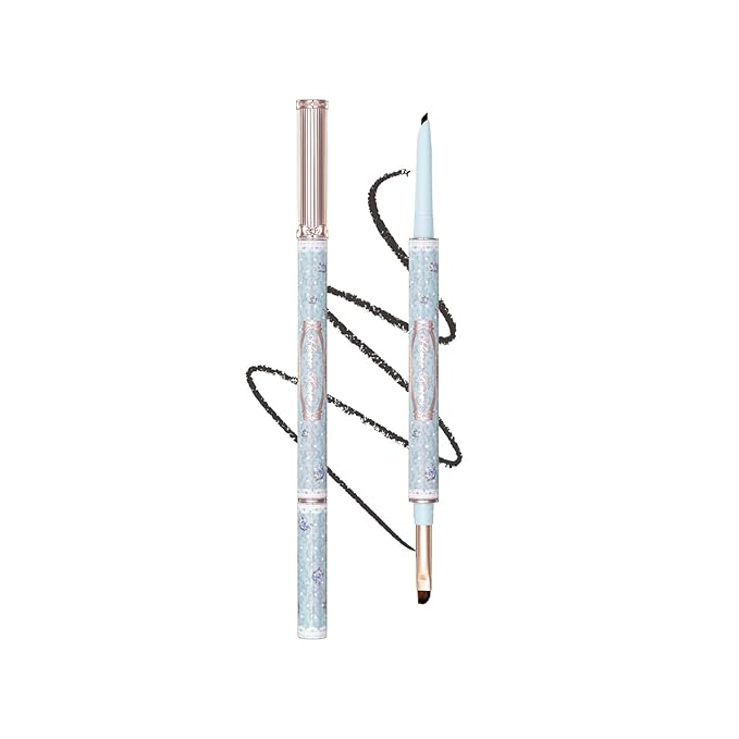 Flower Knows Bunny Garden Gel Eyeliner,Dual-Ended Gel Eyeliner Pencil,Waterproof & Longlasting,Smudge Proof Satin Finish Formula,Cruelty-Free & Vegan (01 Natural Black)