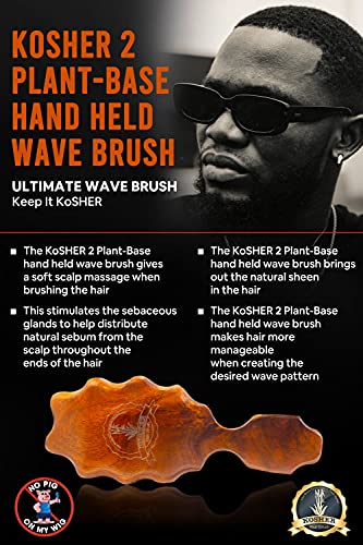 Kosher Wave Brush 100% Natural Plant Durable Quality Strong Bristles Detangling for Curly, Coarse, Rough, Wavy And All Types Hair detangler Afro Textured for Wet/Dry/Long Thick Hair