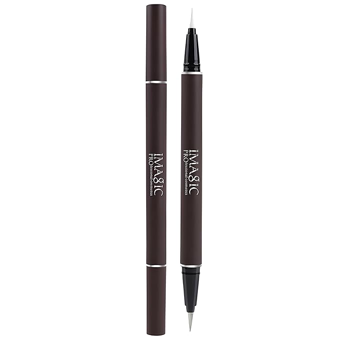 Double Head Eyeliner Pen, Waterproof Liquid Eyeliner, Long-Lasting, High-Pigmented Liner, Vegan & Cruelty-Free, White & Silver