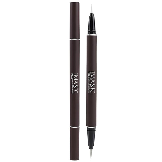 Double Head Eyeliner Pen, Waterproof Liquid Eyeliner, Long-Lasting, High-Pigmented Liner, Vegan & Cruelty-Free, White & Silver