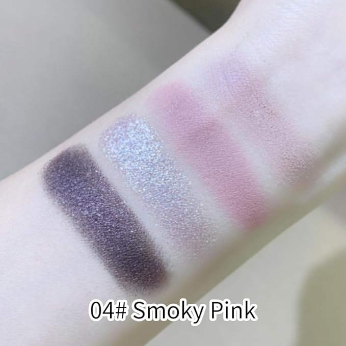 Eyeshadow Palette 4 Colors, Rose Nude Pink Brown Matte & Shimmer Shades, Highly Pigmented Blendable Long-Lasting Eye Shadow, Soft Silky No Fallout Daily Natural Glam Makeup, Makeup Gift for Women-B04